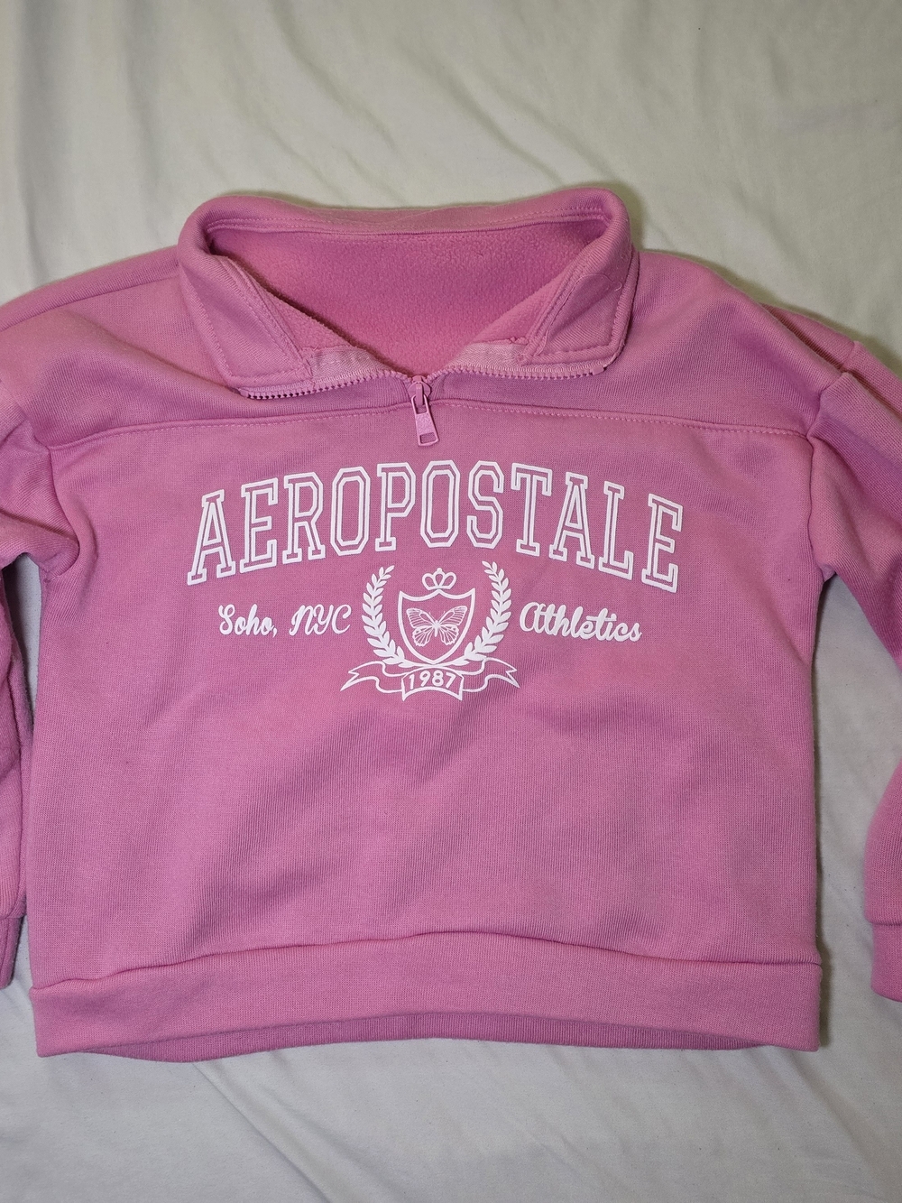 Aeropostale Girls Pink Half-Zip Fleece Sweatshirt